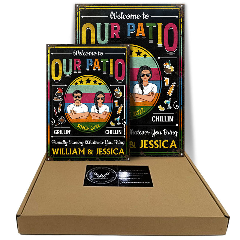 Our Patio Proudly Serving - Personalized Custom Classic Metal Signs