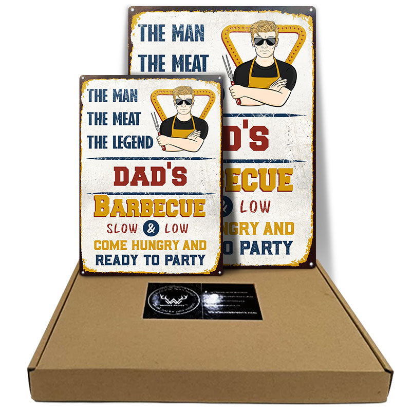 Grilling The Man The Meat The Legend - Gift For Father And Grandpa - Personalized Custom Classic Metal Signs