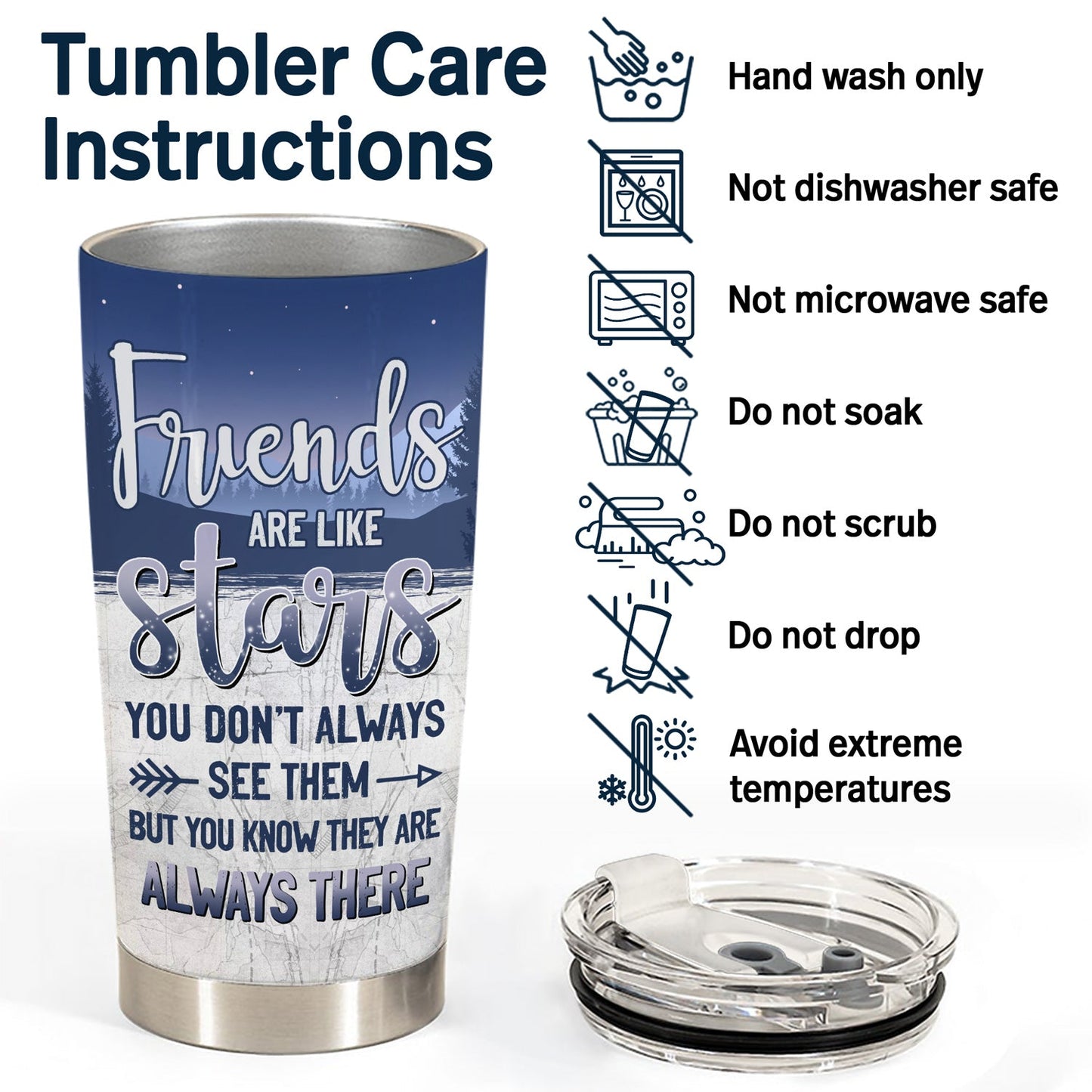 Star Map Winter Camping Friends Are Like Stars - Gift For Bestie - Personalized Tumbler