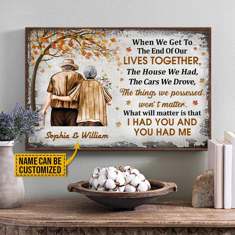Family Old Couple When We Get Autumn Fall Leaves Custom Poster, Couple Gift, Anniversary Gift, Memorial Gift, Wall Art, Grandparents Day Gifts