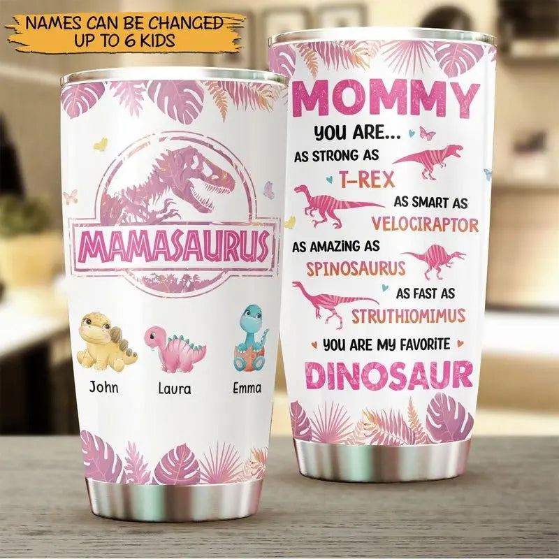 Mother 20OZ - Mamasaurus Pink Tropical - Personalized Tumbler - The Next Custom Gift Tumbler