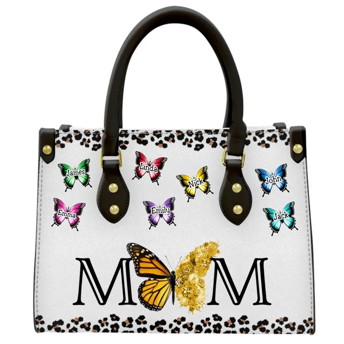 Mother's Day - Gift For Woman Leopard Butterfly - Personalized Leather Bag The Next Custom Gift