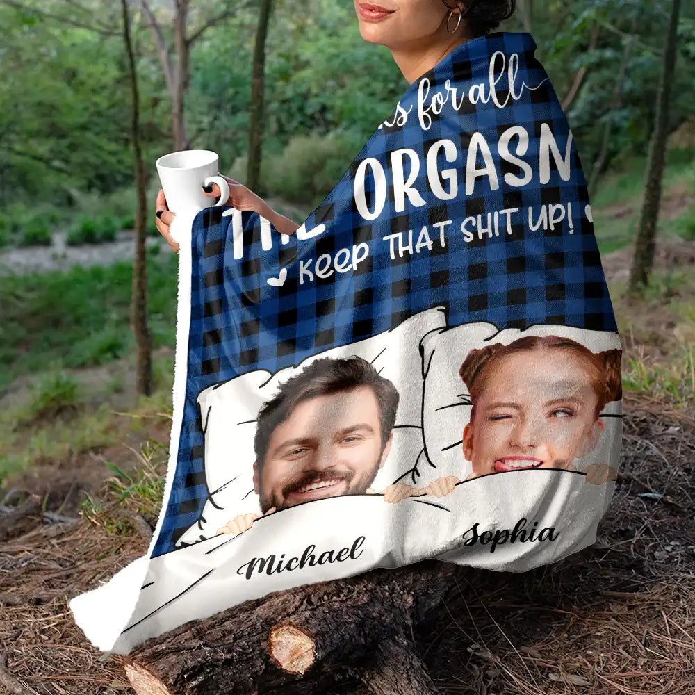 Custom Photo Thanks For All The Orgasms - Personalized Fleece Blanke