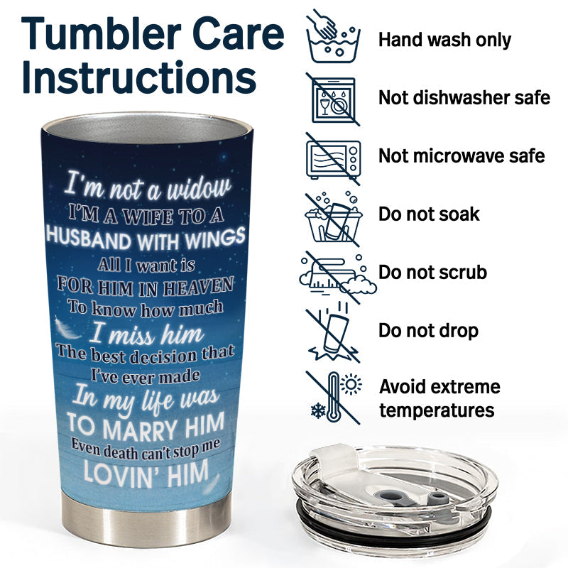 I'm A Wife To A Husband With Wings - Memorial Gift For Couples - Personalized Custom Tumbler