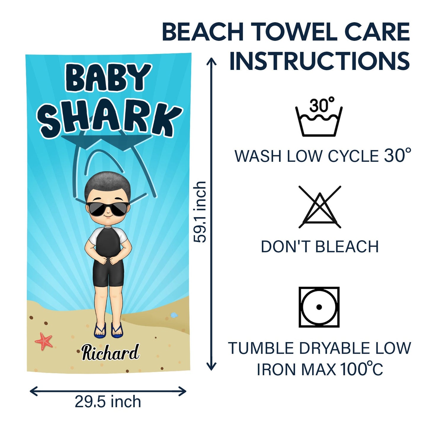 Family Shark - Gift For Family - Personalized Custom Beach Towel