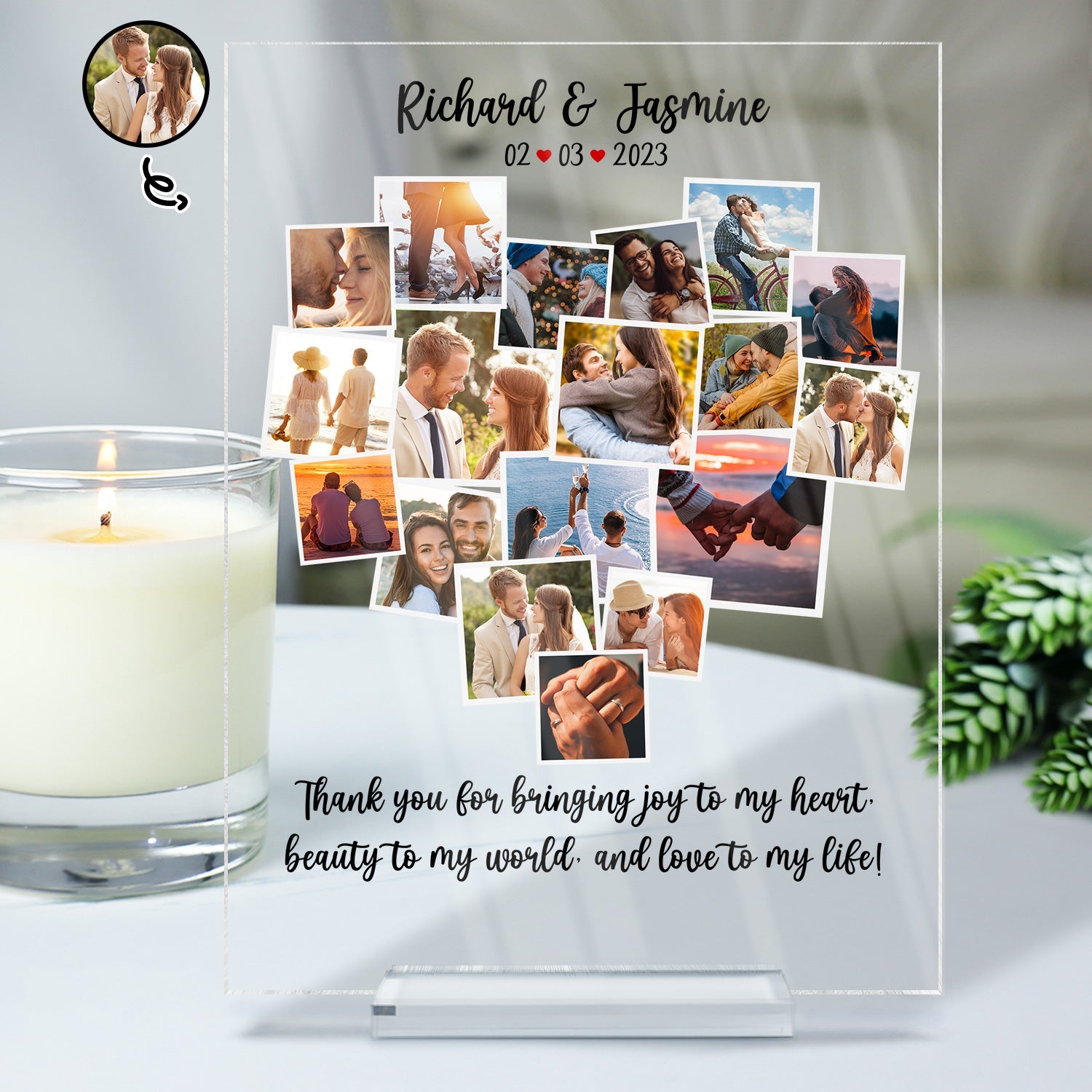 Personalized Couple Crystal Heart - Upload Photo -  Gift Idea For Couple/Him/Her - This Is Us main image 1