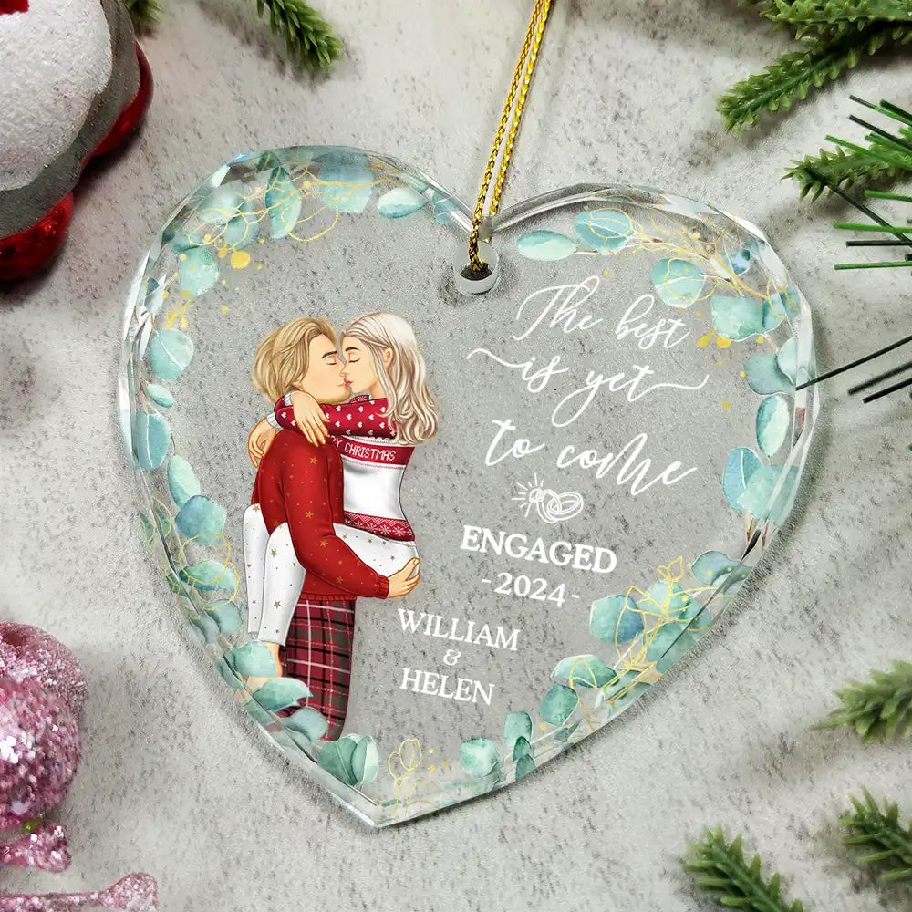 Kissing Couple Newly Engaged The Best Is Yet To Come - Personalized Acrylic Ornament