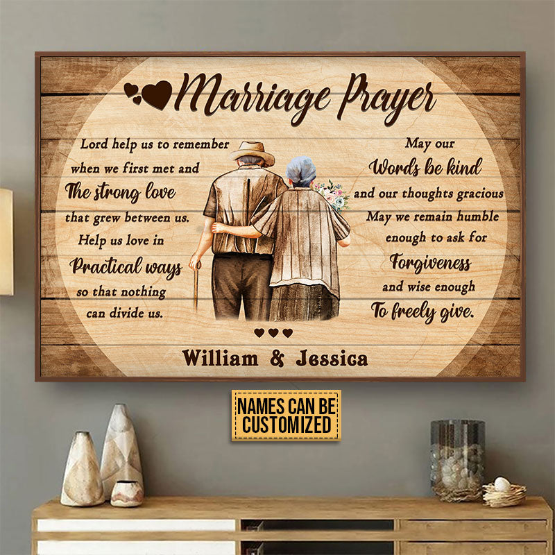 Old Couple Marriage Prayer Custom Poster, Gifts For Wedding, Anniversary, Birthday, Grandparents' Day Gift