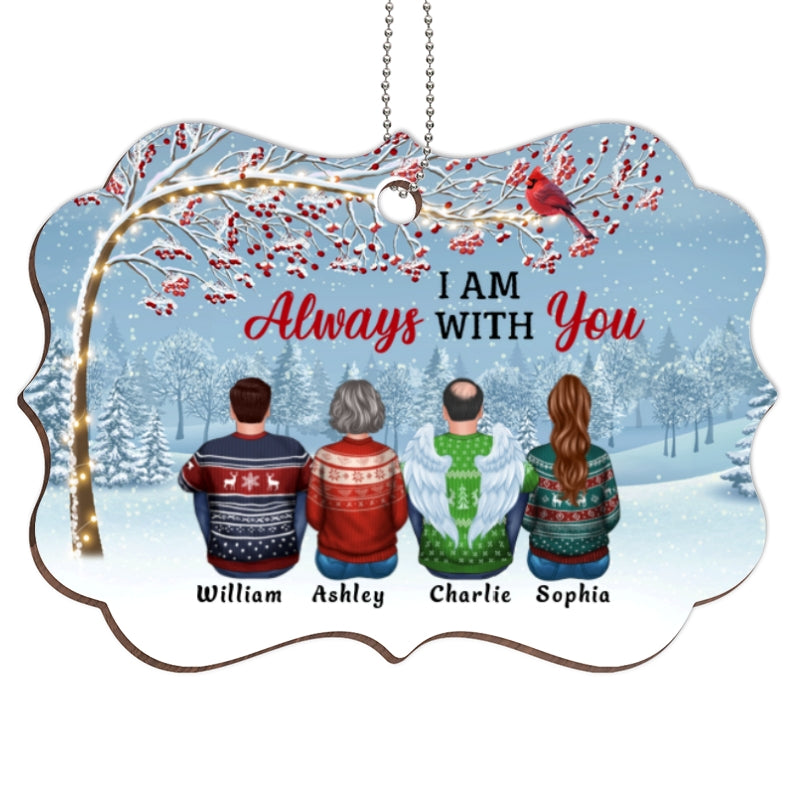 Berry Tree Cardinal Always With You Family Memorial Personalized Wooden Ornament