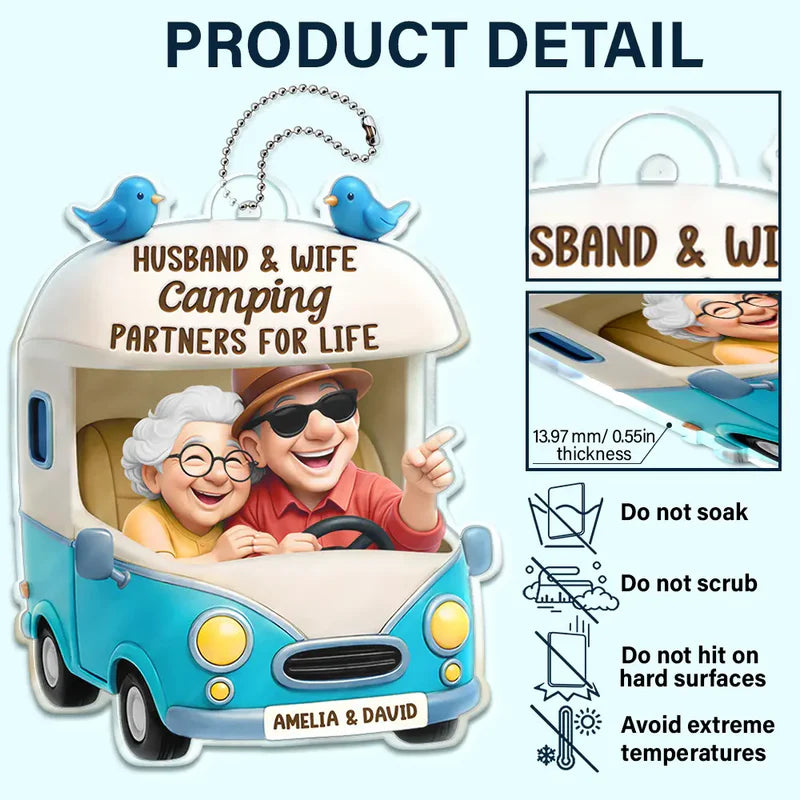 Old Couple Camping Partners For Life - Personalized Acrylic Car Hanger