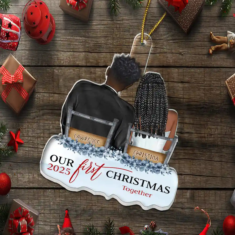 Our First Christmas Married Couples - Personalized Custom Shaped Acrylic Ornament