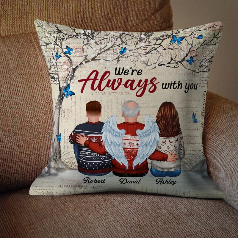 Always With You Blossom Tree Old Paper Memorial Personalized Pillow (Insert Included)