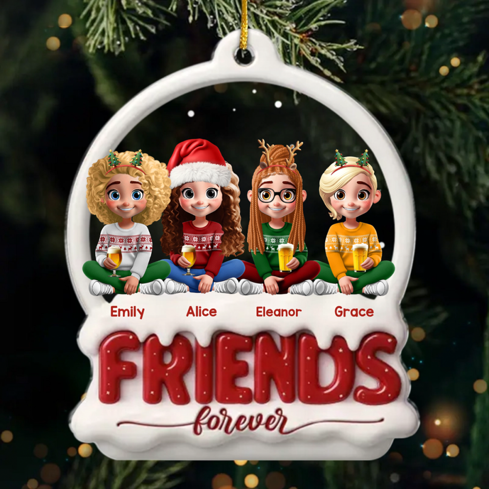 Custom Acrylic Ornament - Personalized Best Friend Christmas Birthday Gifts For Women, Besties, Sisters, BFF - Bestie Nights Glow With Cheer