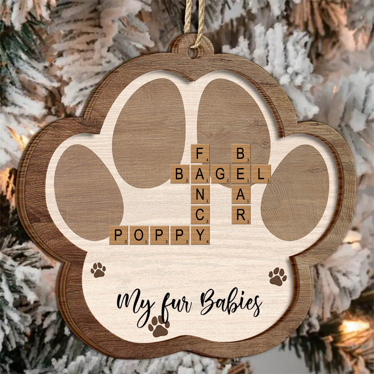 Crossword Scrabble Dog Cat Pet Names - Personalized Wooden Ornament
