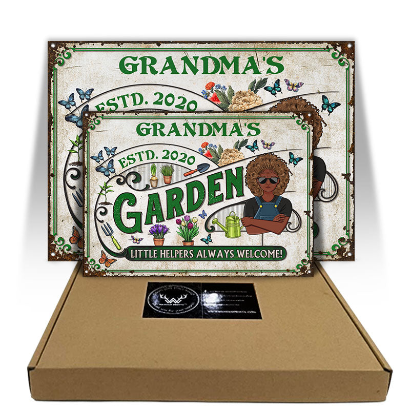 Garden Little Helpers Always Welcome - Gift For Mom And Grandma - Personalized Custom Classic Metal Signs