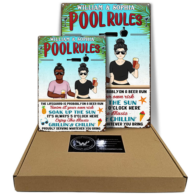 Soak Up The Sun Enjoy The Music - Swimming Pool Decor - Personalized Custom Classic Metal Signs