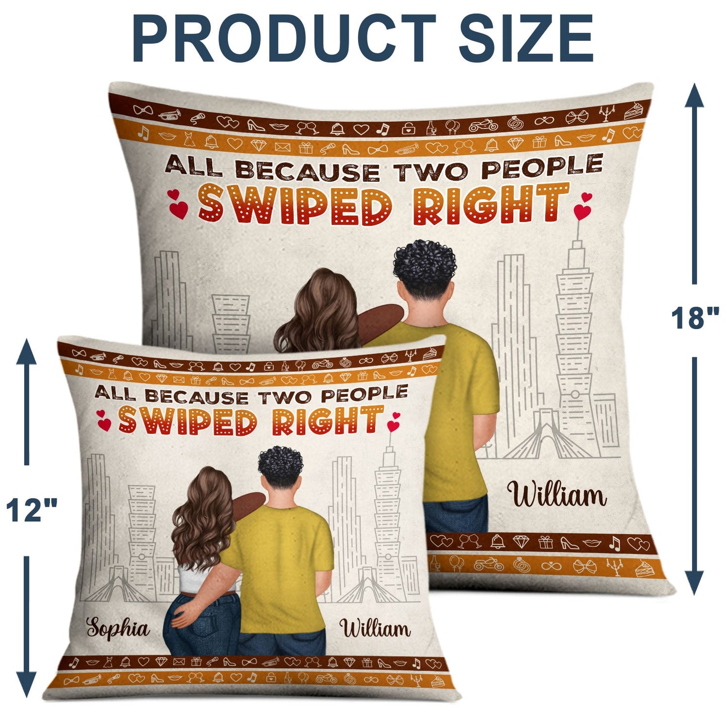 All Because Two People Swiped Right - Gift For Couple - Personalized Custom Pillow