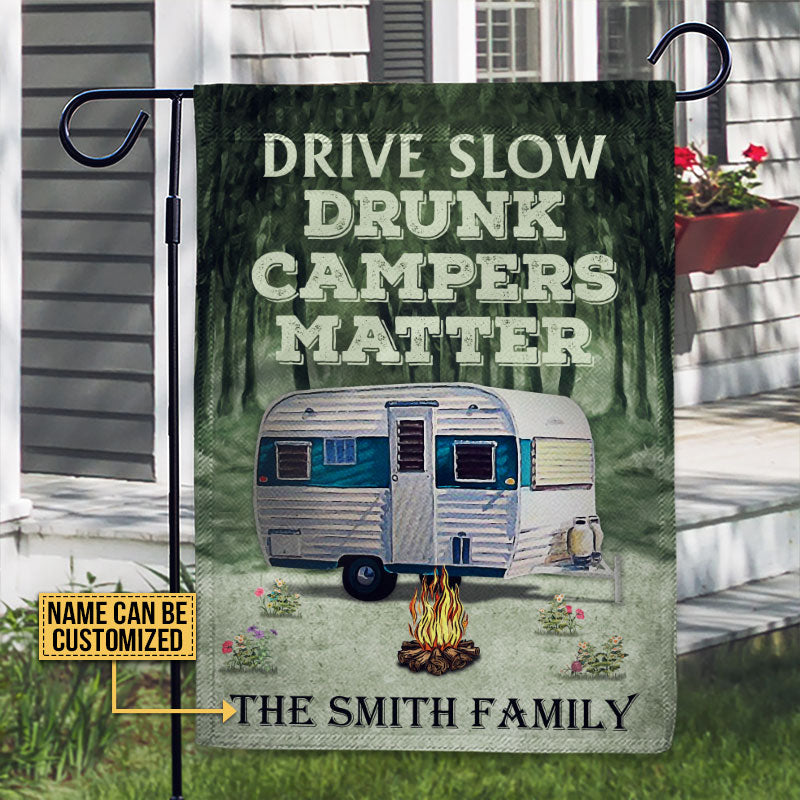 Personalized Camping Forest Drunk Camper Matter Customized Flag