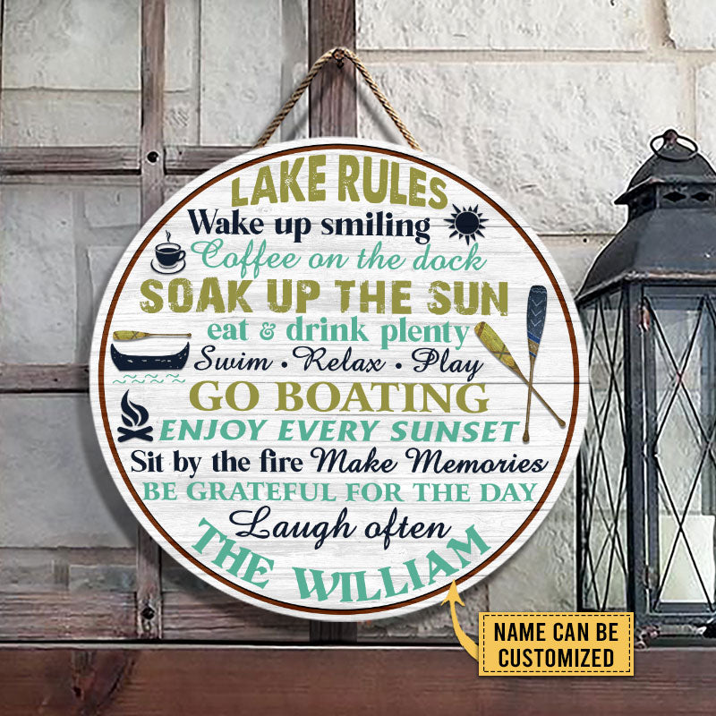 Personalized Lake Rules Make Memories Custom Wood Circle Sign