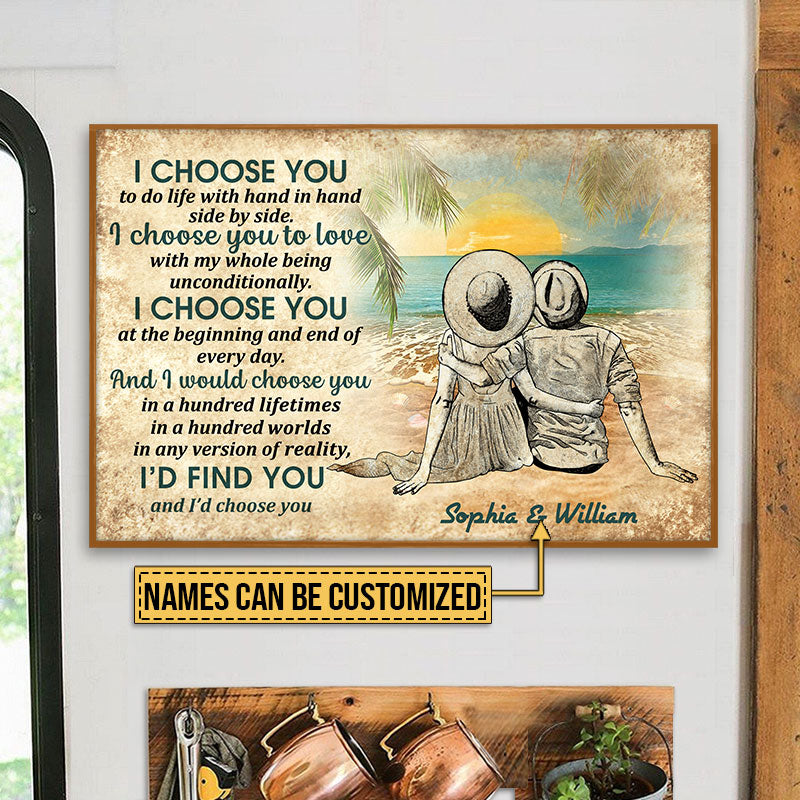 Personalized Beach Couple Dressed I Choose Custom Poster