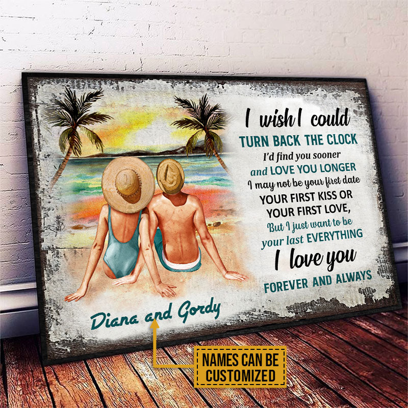 Personalized Beach Couple Turn Back The Clock Customized Poster