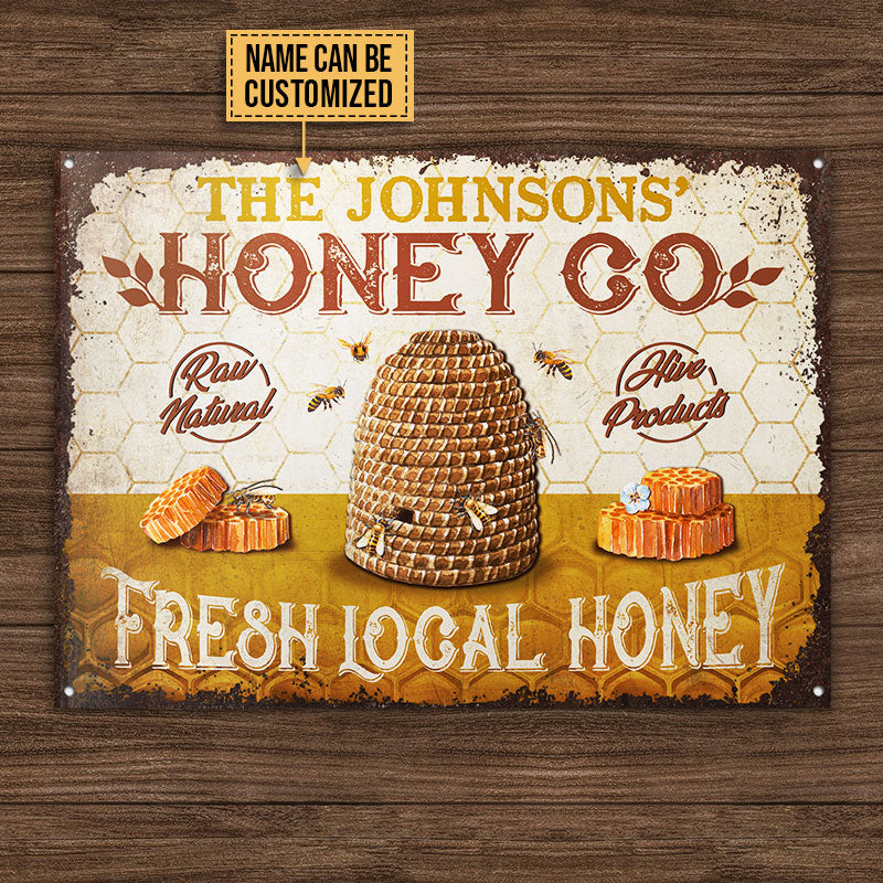 Personalized Bee Fresh Local Honey Raw Natural Customized Classic Metal Signs