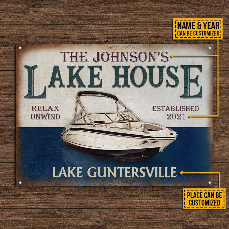 Personalized Bow Rider Lake House Relax Customized Classic Metal Signs