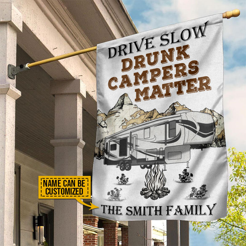 Personalized Camping 5th Wheel Drunk Camper Customized Flag