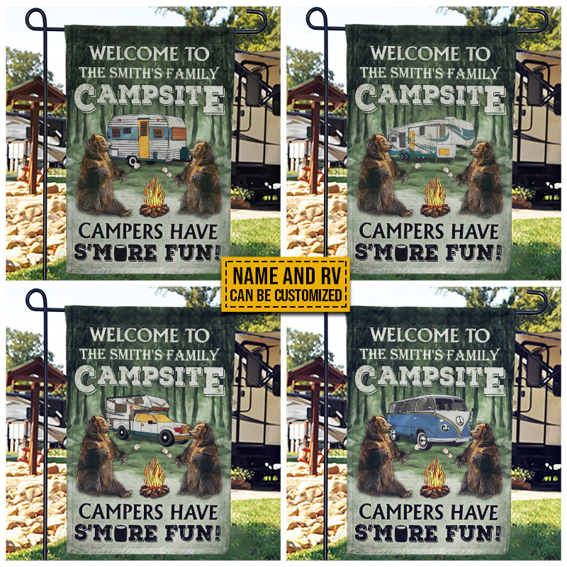 Personalized Camping Bear Campers Have S'more Fun Custom RV Customized Flag