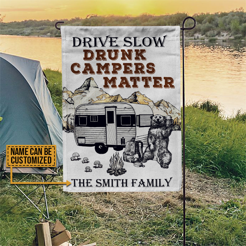 Personalized Camping Bear Map Drive Slow Customized Flag