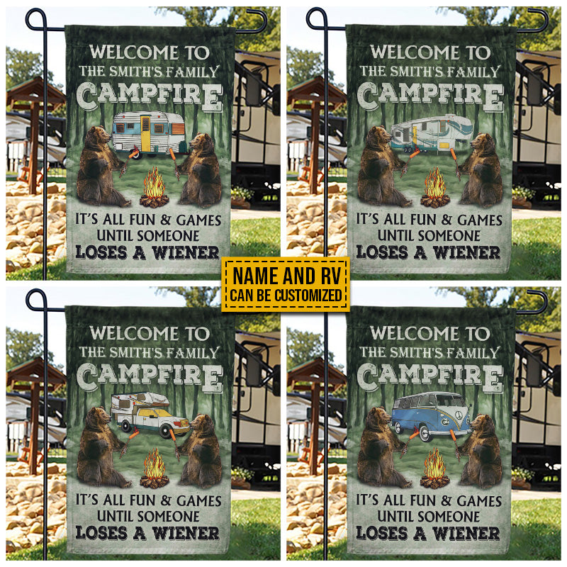 Personalized Camping Bear Someone Loses A Wiener Custom RV Customized Flag