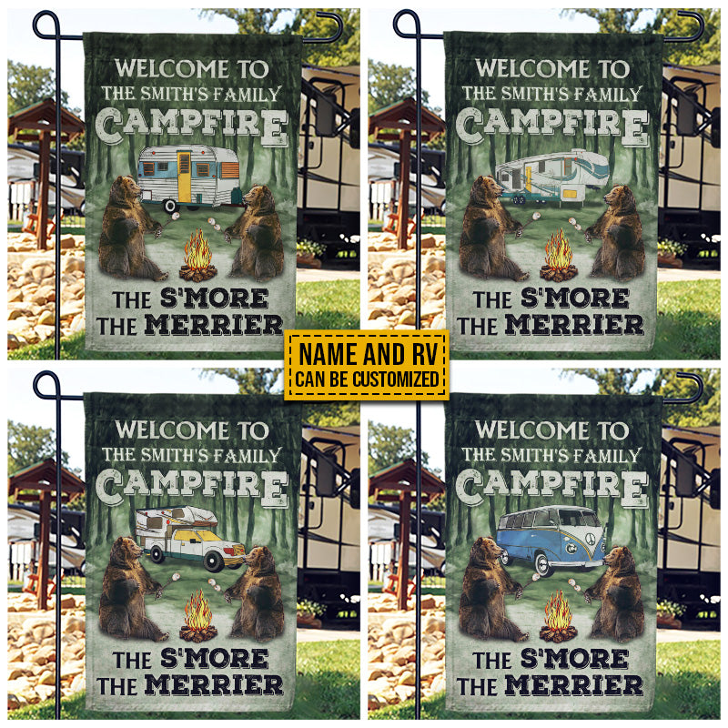 Personalized Camping Bear The S'more The Merrier Custom RV Customized Flag