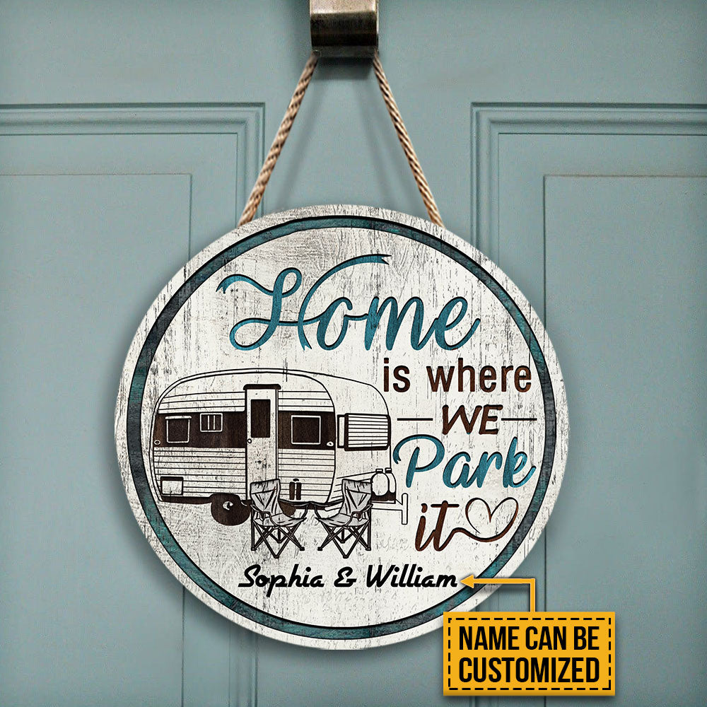 Personalized Camping Chair Where We Park Customized Wood Circle Sign