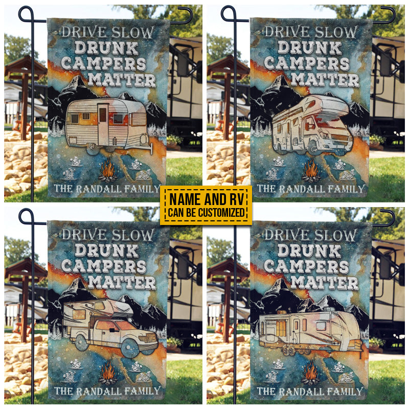 Personalized Camping Drunk Camper Blue Earth Custom RV Customized Flag