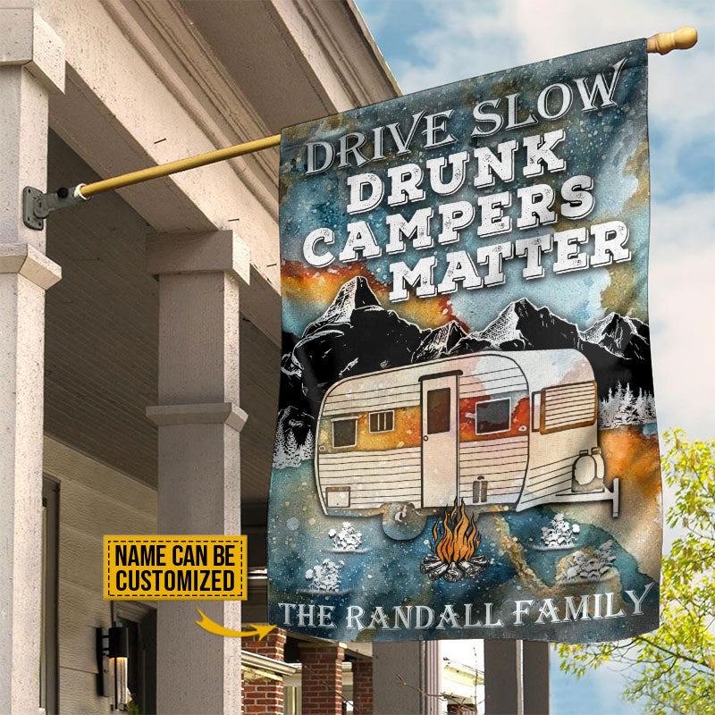 Personalized Camping Drunk Camper Matter Blue Earth Customized Flag