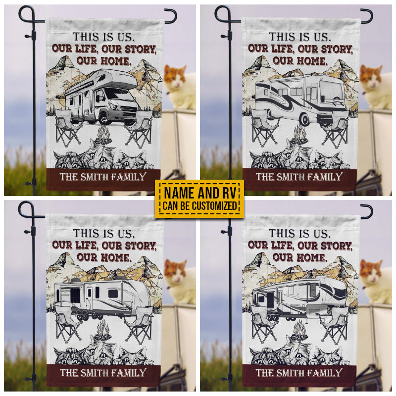 Personalized Camping Map Cat Our Home Customized Flag