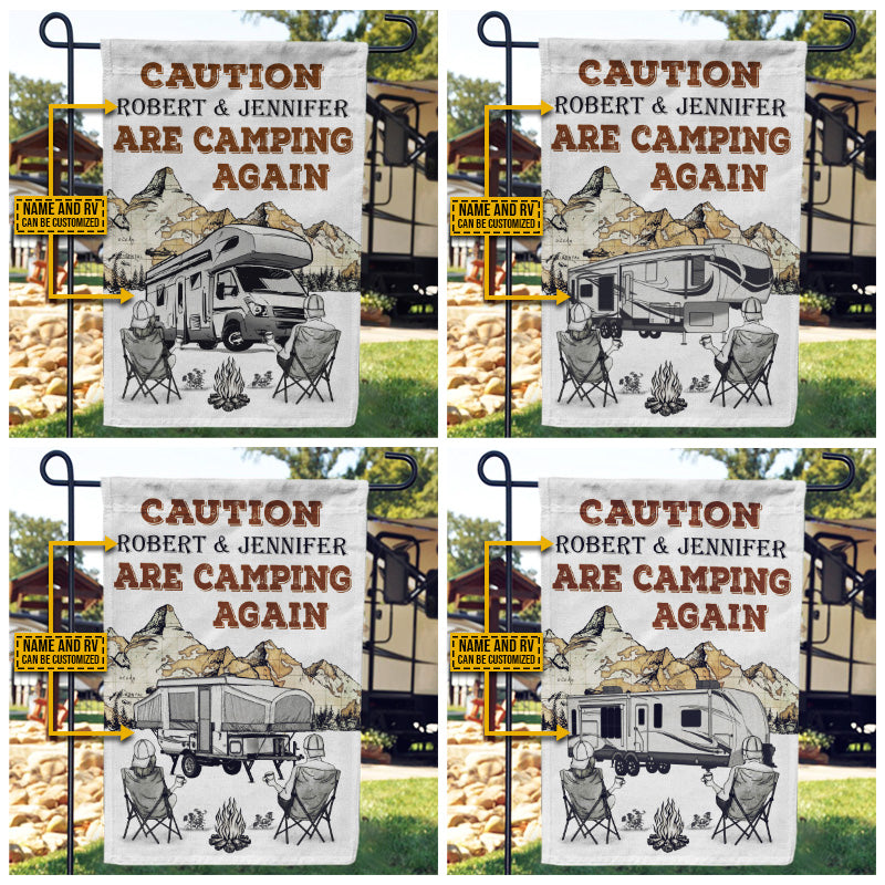 Personalized Camping Map Caution Again Customized Flag