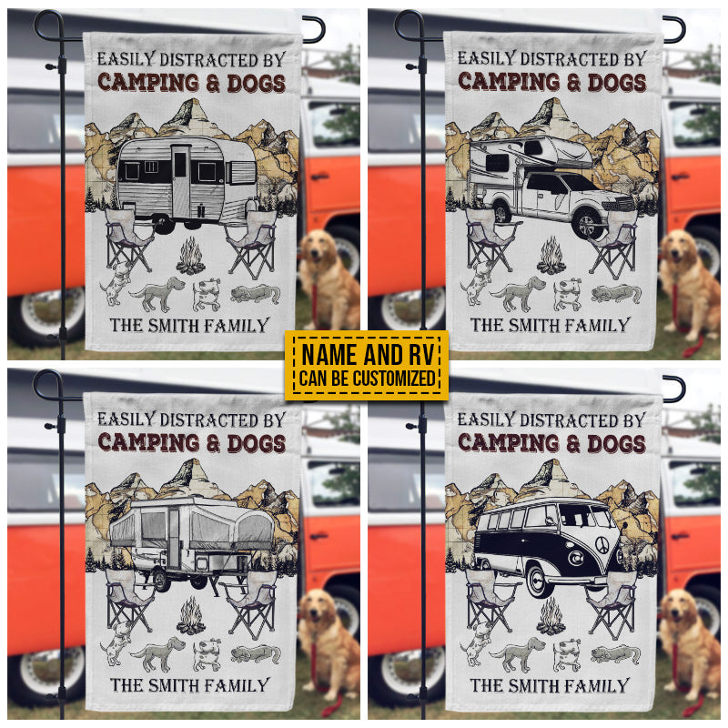 Personalized Camping Map Dog Easily Distracted Customized Flag