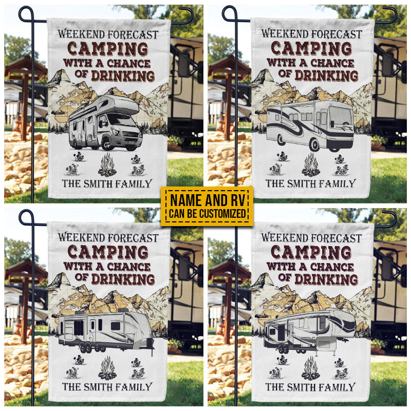 Personalized Camping Map Forecast Drinking Customized Flag