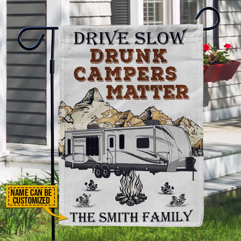 Personalized Camping Travel Trailer Drunk Camper Customized Flag