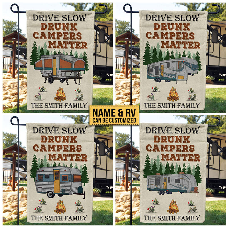 Personalized Camping Vintage RV Drive Slow Customized Flag