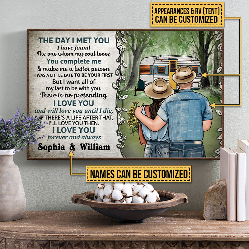 Personalized Camping Young Couple The Day Custom Poster