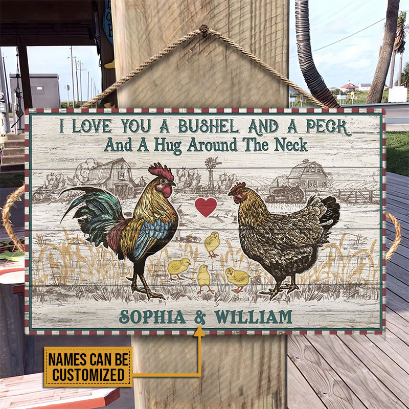 Personalized Chicken A Bushel And A Peck Custom Wood Rectangle Sign