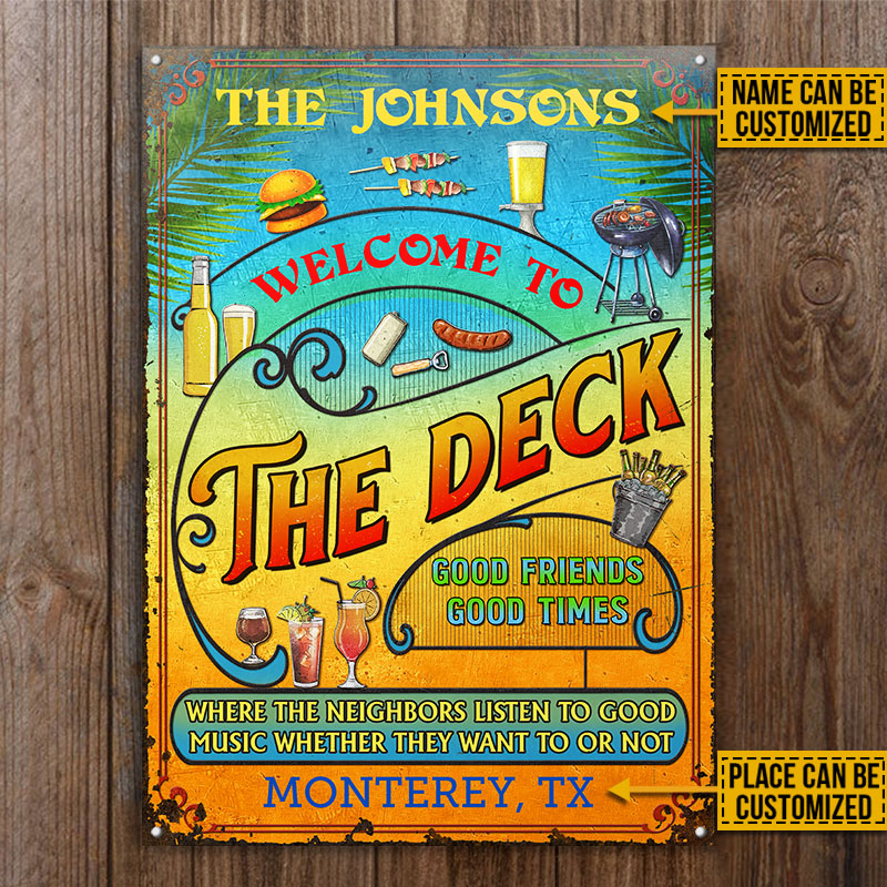 Personalized Deck Grilling Summer Listen To The Good Music Vertical Custom Classic Metal Signs