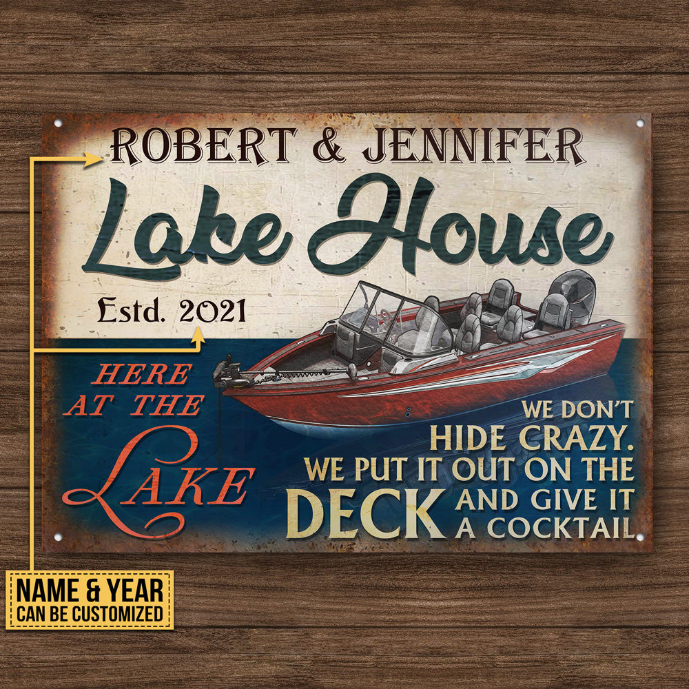 Personalized Fishing Boat Lake Don't Hide Crazy Customized Classic Metal Signs