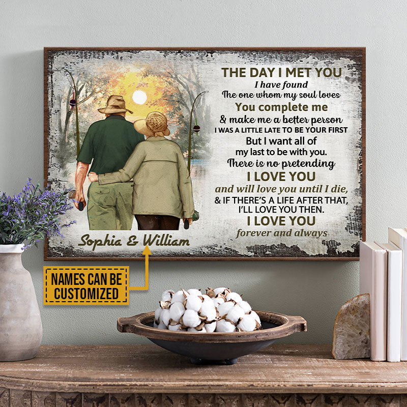 Personalized Fishing Old Couple The Day I Met Custom Poster