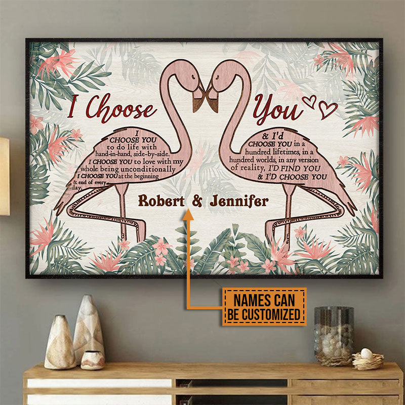 Personalized Flamingo Couple I Choose You Custom Poster