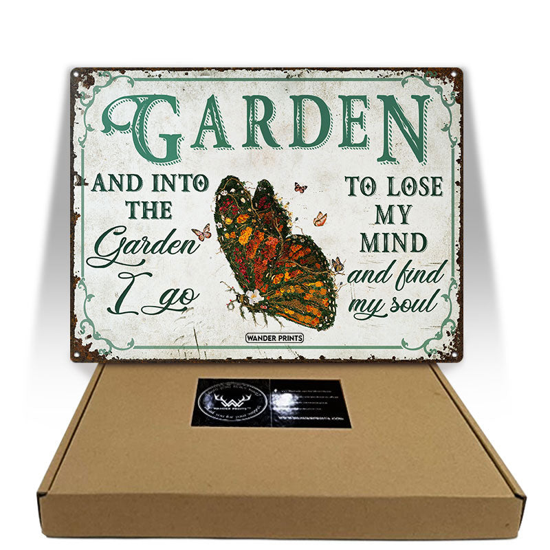 Wander Prints Gardener Gift, Birthday Gifts For Mom, Mom, Grandma, Grandpa Who Love Garden - Butterfly Garden Sign Unique House Warming Gift For Gardening Lovers, Rustic Metal Sign, Garden Stake, Yard Patio Outdoor Decor