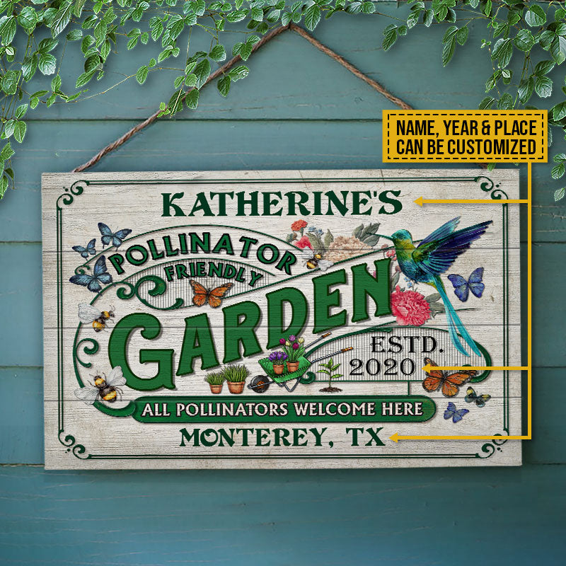 Personalized Garden Pollinator Friendly Welcome Custom Classic Metal Signs - Garden Signs - Gift For Garden Lovers Designed By Destination_Onetime