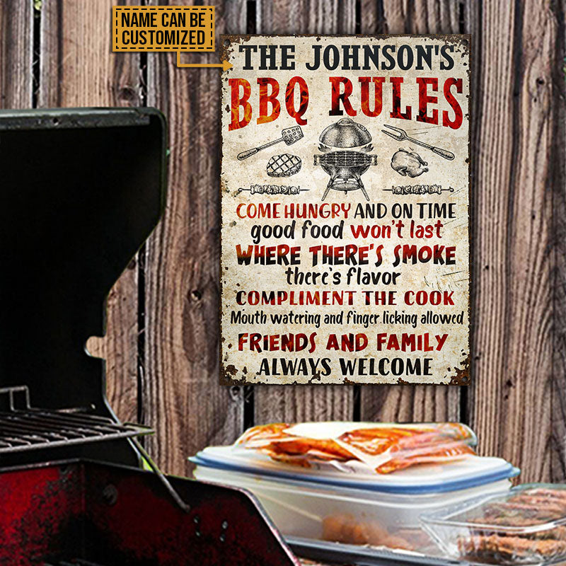 Personalized Grilling BBQ Rules Colors Customized Classic Metal Signs